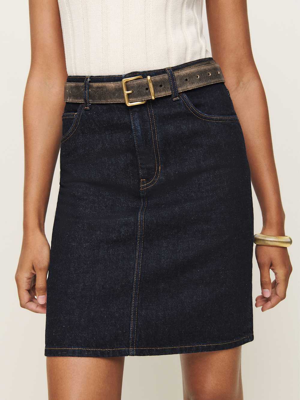 Reformation, Mona Mid Rise Denim Skirt (Was $168)