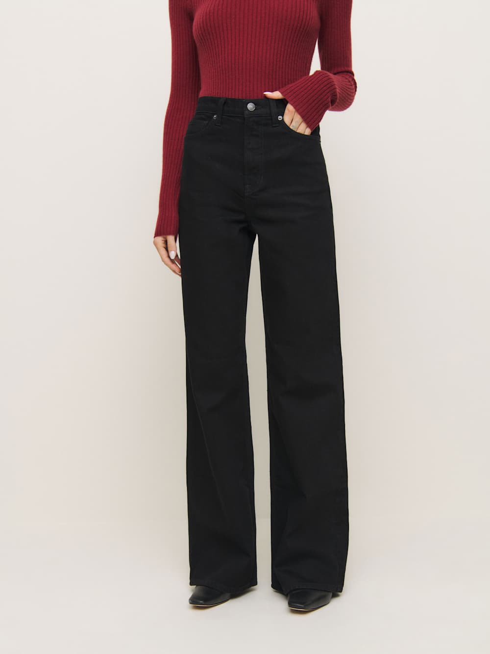 Reformation, Cary Stretch High Rise Slouchy Wide Leg Jeans (Were $178)